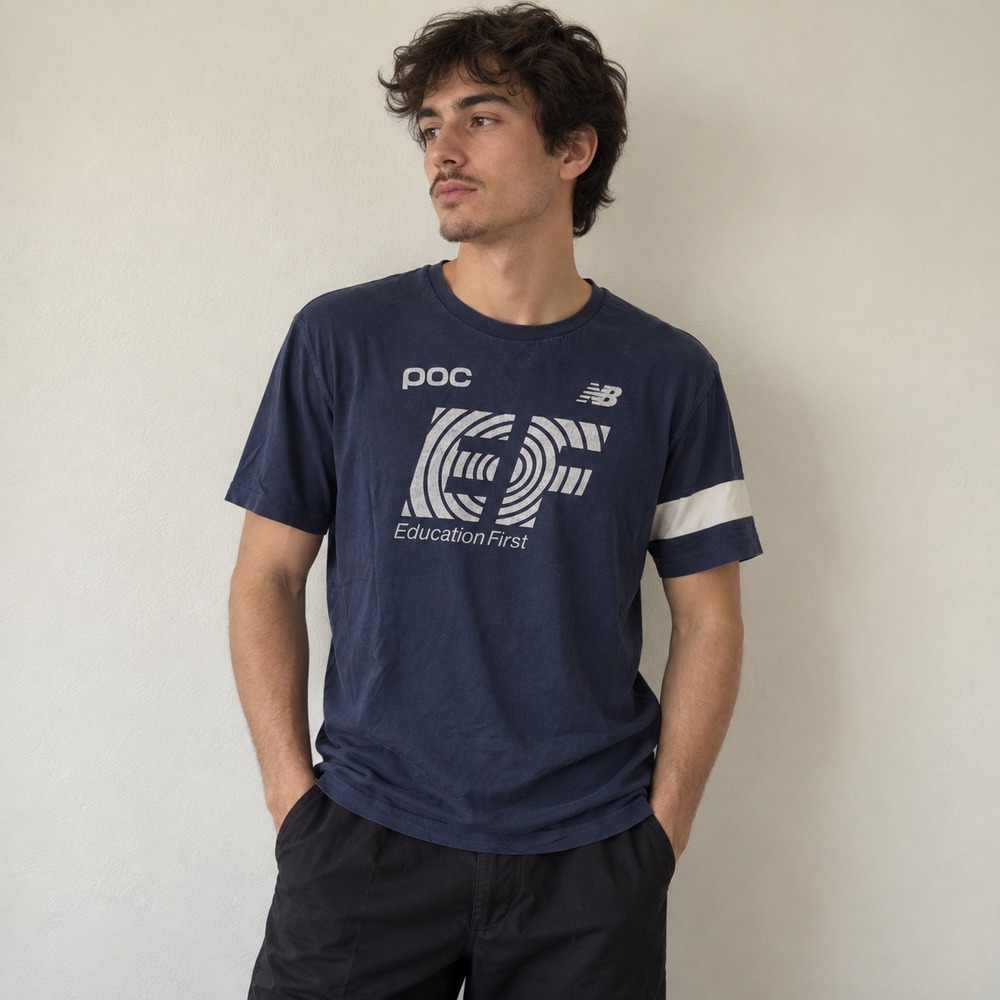 Rapha Men EF Education First Tee XL Navy Blue Graphic Cotton Tee Sporty Cycling
